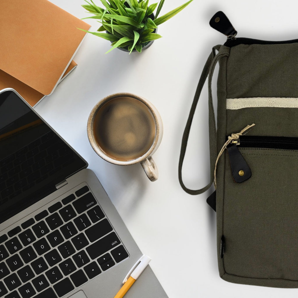 Canvas Large Laptop Pouch in Olive 30x40cm – view 6