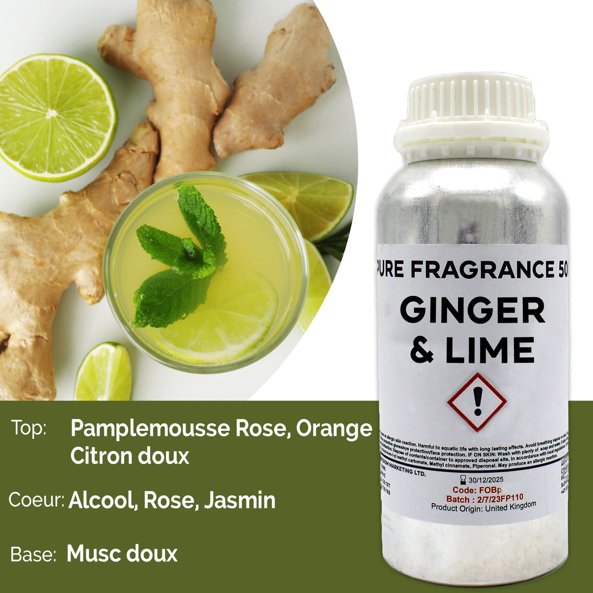 Ginger & Lime Pure Fragrance Oil - 500ml – view 2