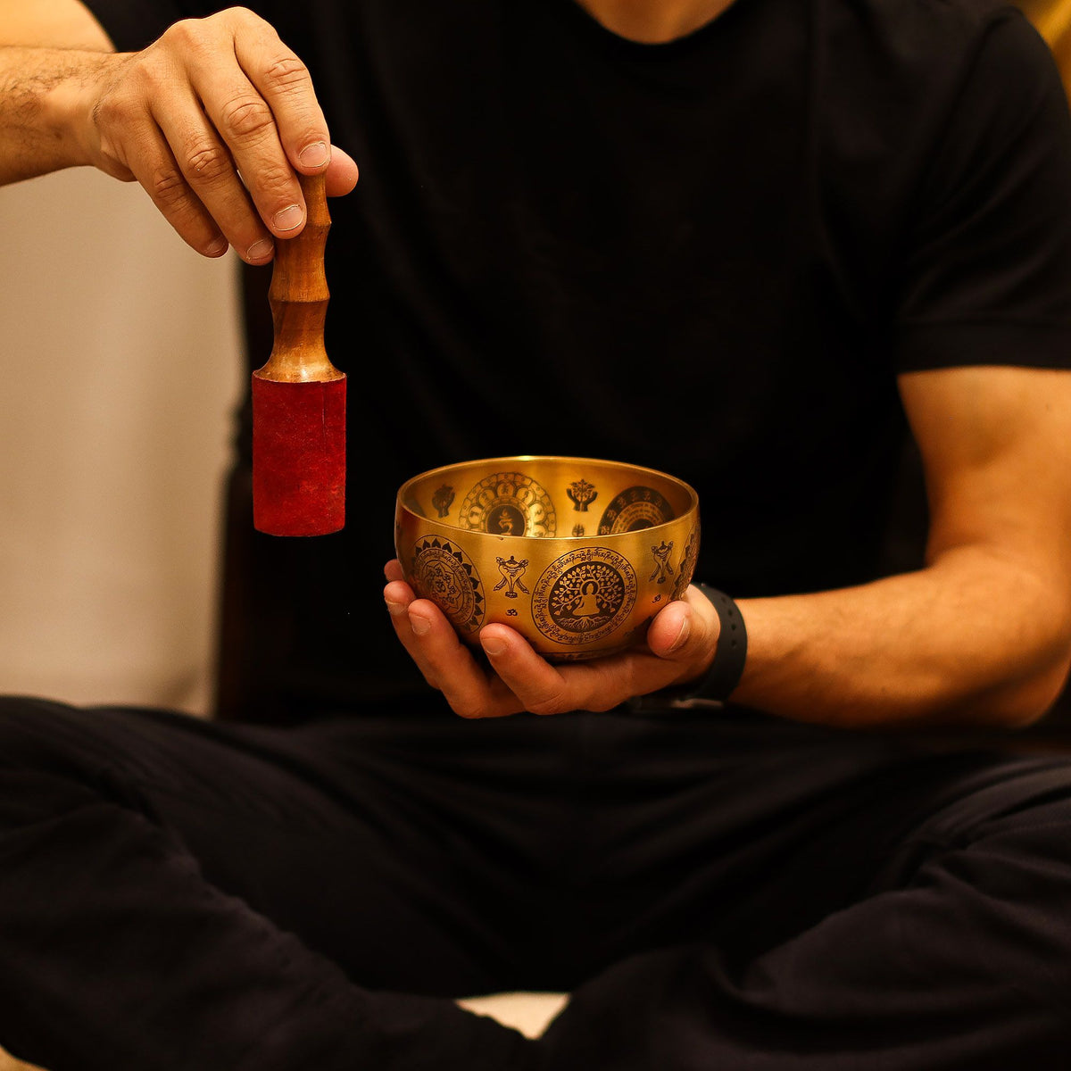 Brass Etched Singing Bowl Set of 4 - Approx 3.85kg – view 4