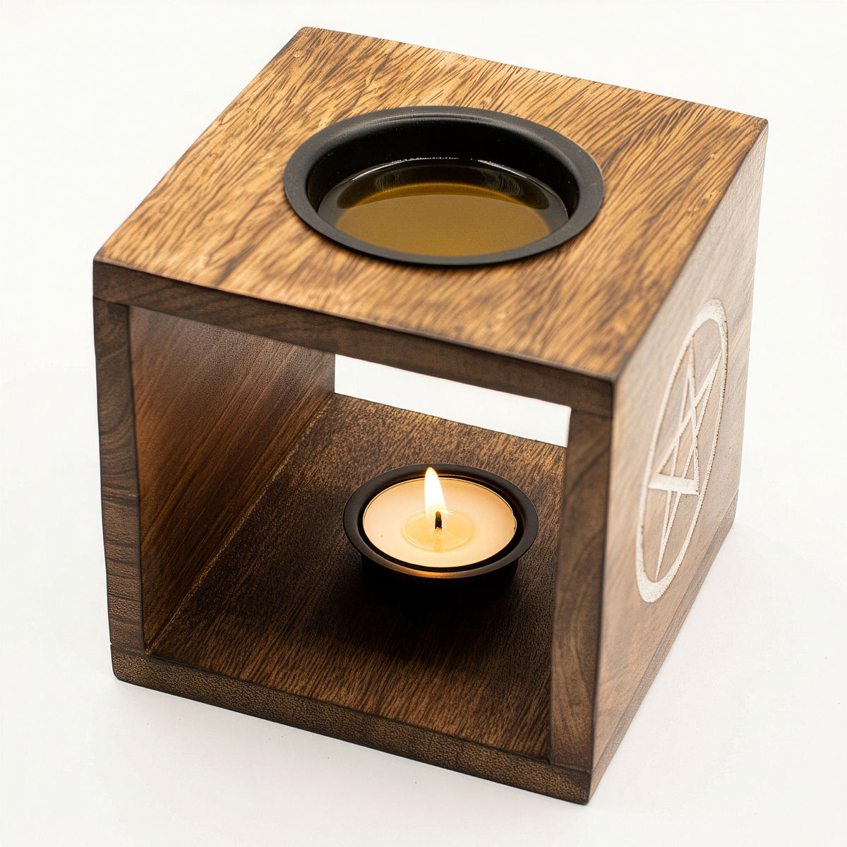 Large Square Mango Wood Oil Burner - Tree of Life – view 3