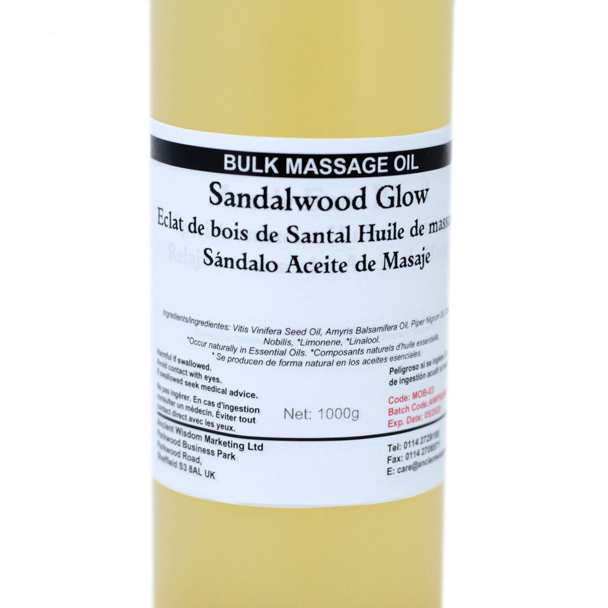 Sandalwood Glow 1kg Massage Oil with Pepper and Mandarin
