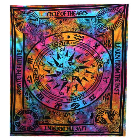 Double Cotton Bedspread & Wall Hanging - Circle of Ages 230x200cm