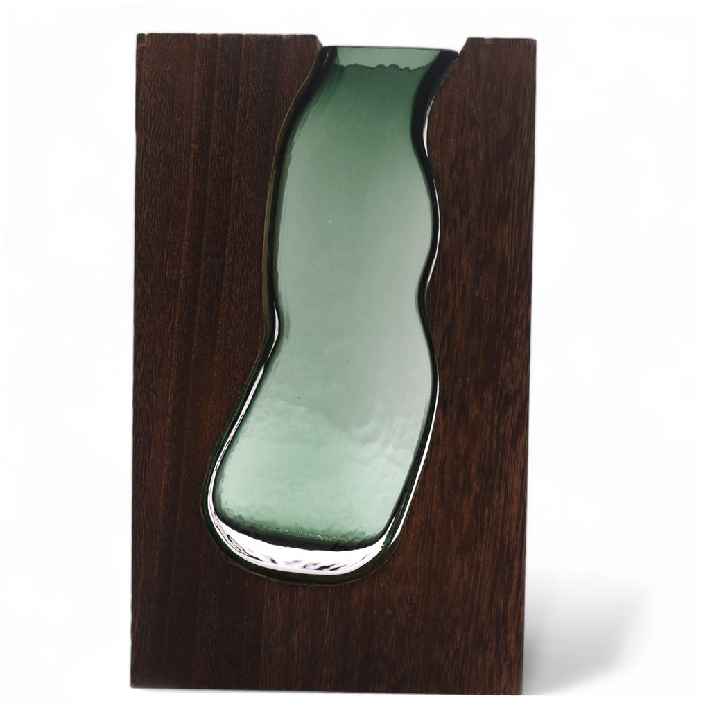 Large Glass Vase & Terrarium, Dark Tung Wood, 18x32cm