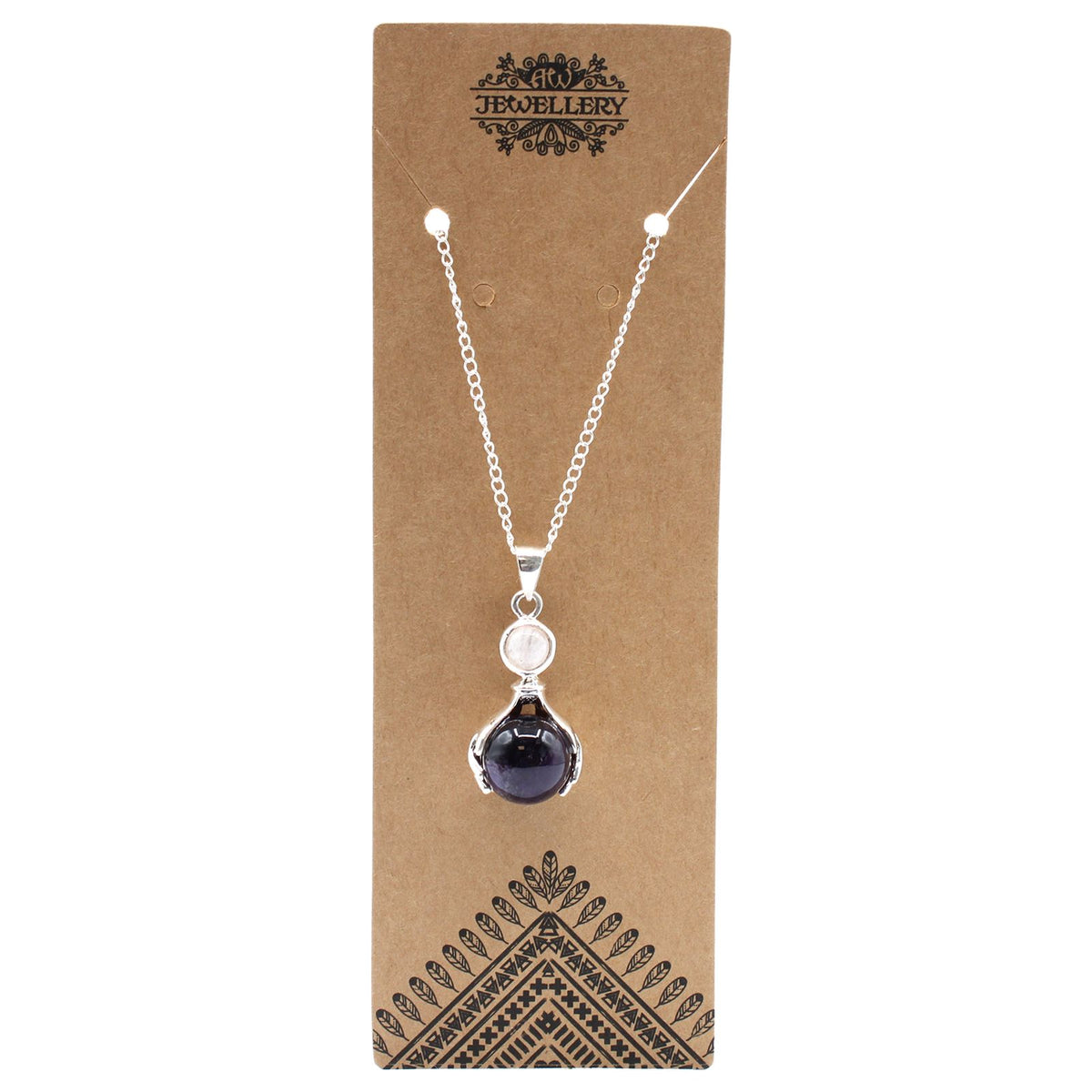 Amethyst Healing Hands Gemstone Pendant Necklace