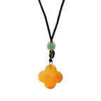Red Jade Clover Cord Necklace Pendant