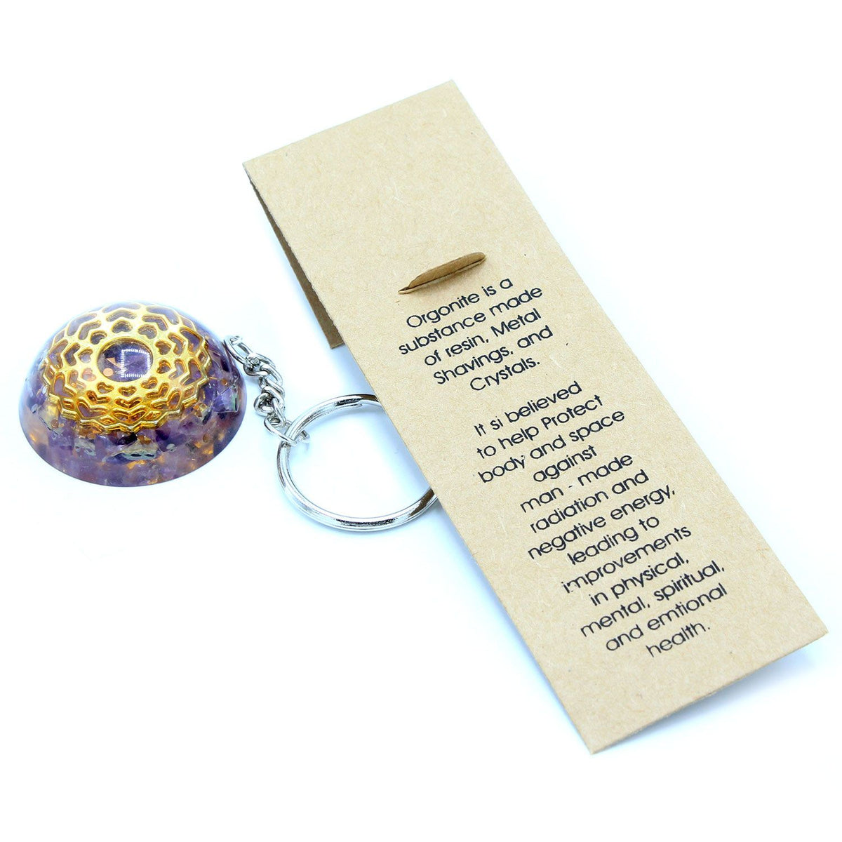 Orgonite Power Keyring - Amethyst Mandala Hearts – view 4
