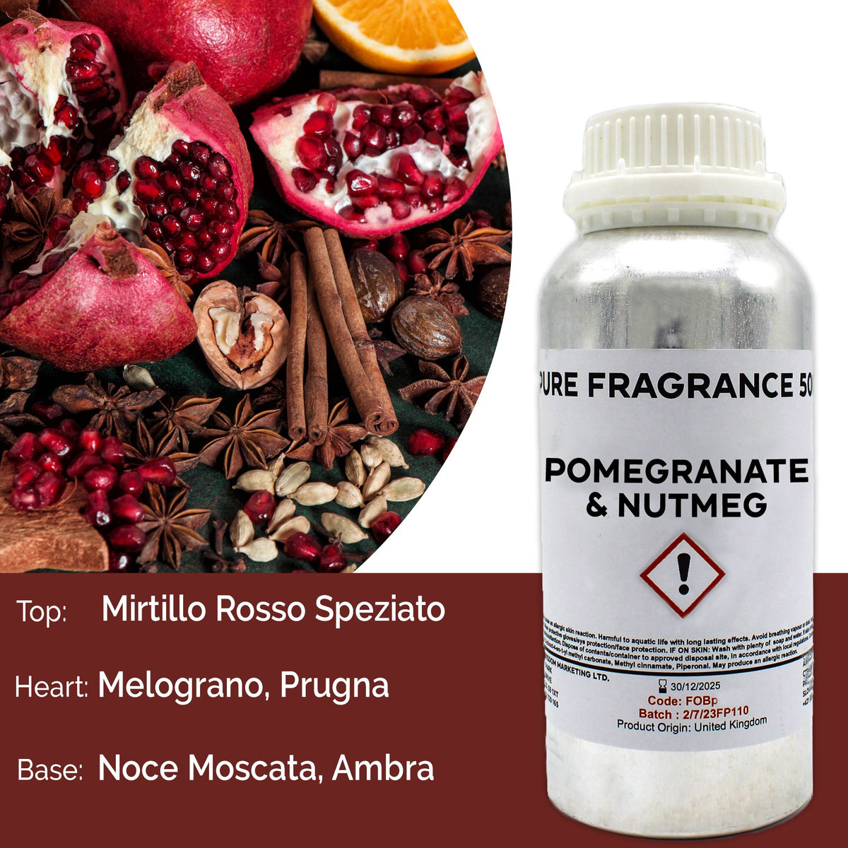 Pomegranate & Nutmeg Pure Fragrance Oil - 500ml – view 3