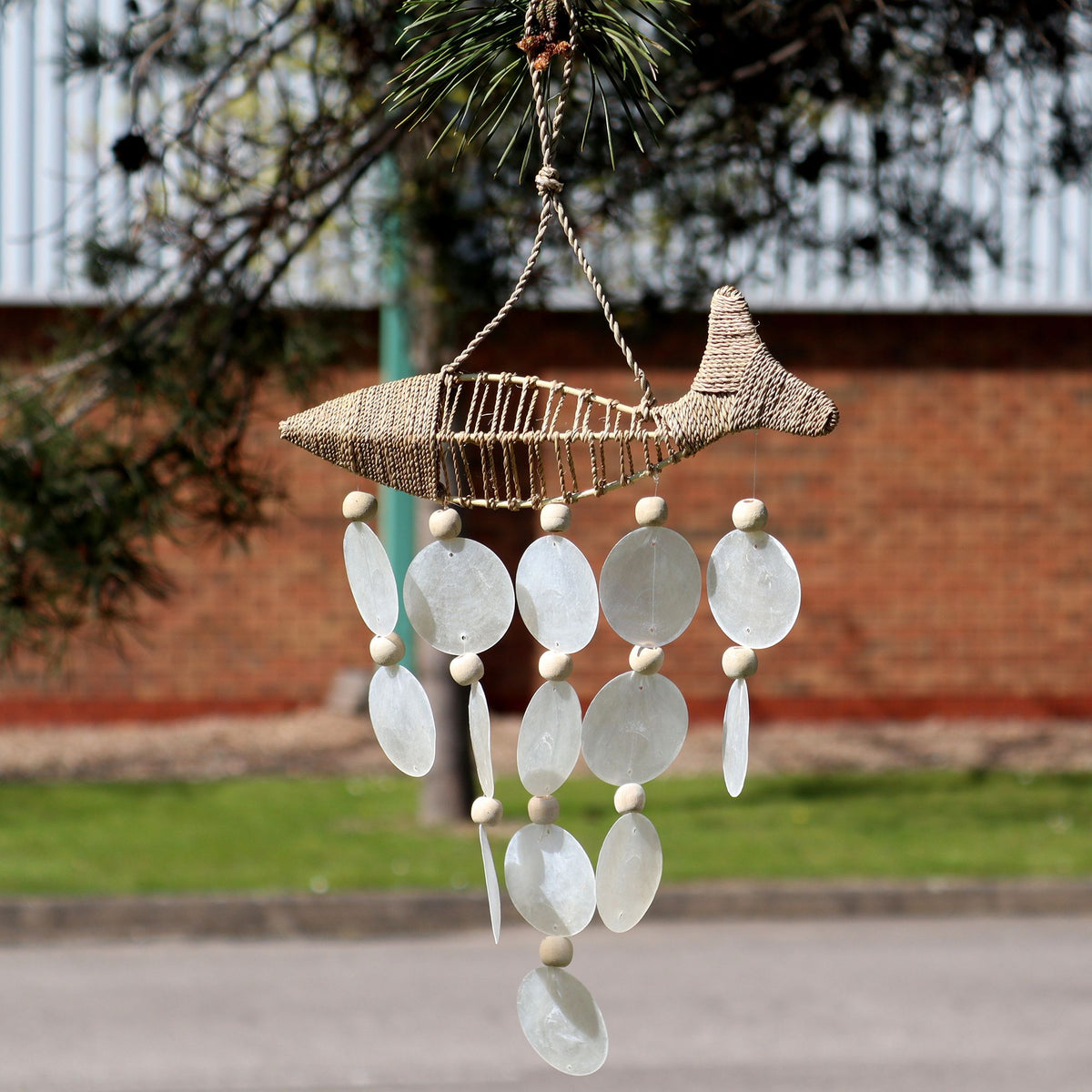 String Fish & Natural Capiz Shell Wind Chime – view 2