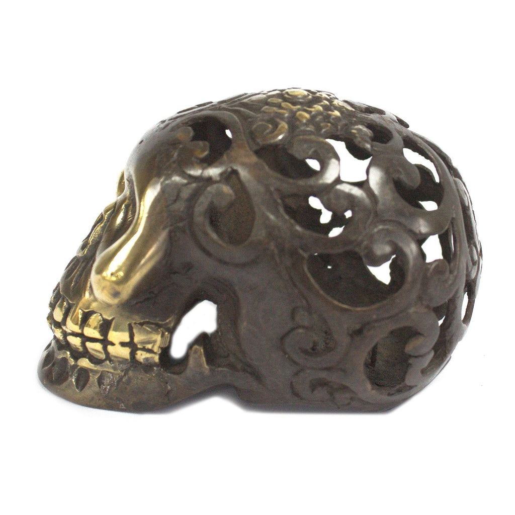Vintage-Finish Brass Skull – Medium – view 3