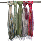 Indian Boho Scarf - 50x180 cm - Random Greens – view 2