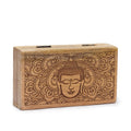 Mango Wood Square Box, Buddha Face Black Engraved