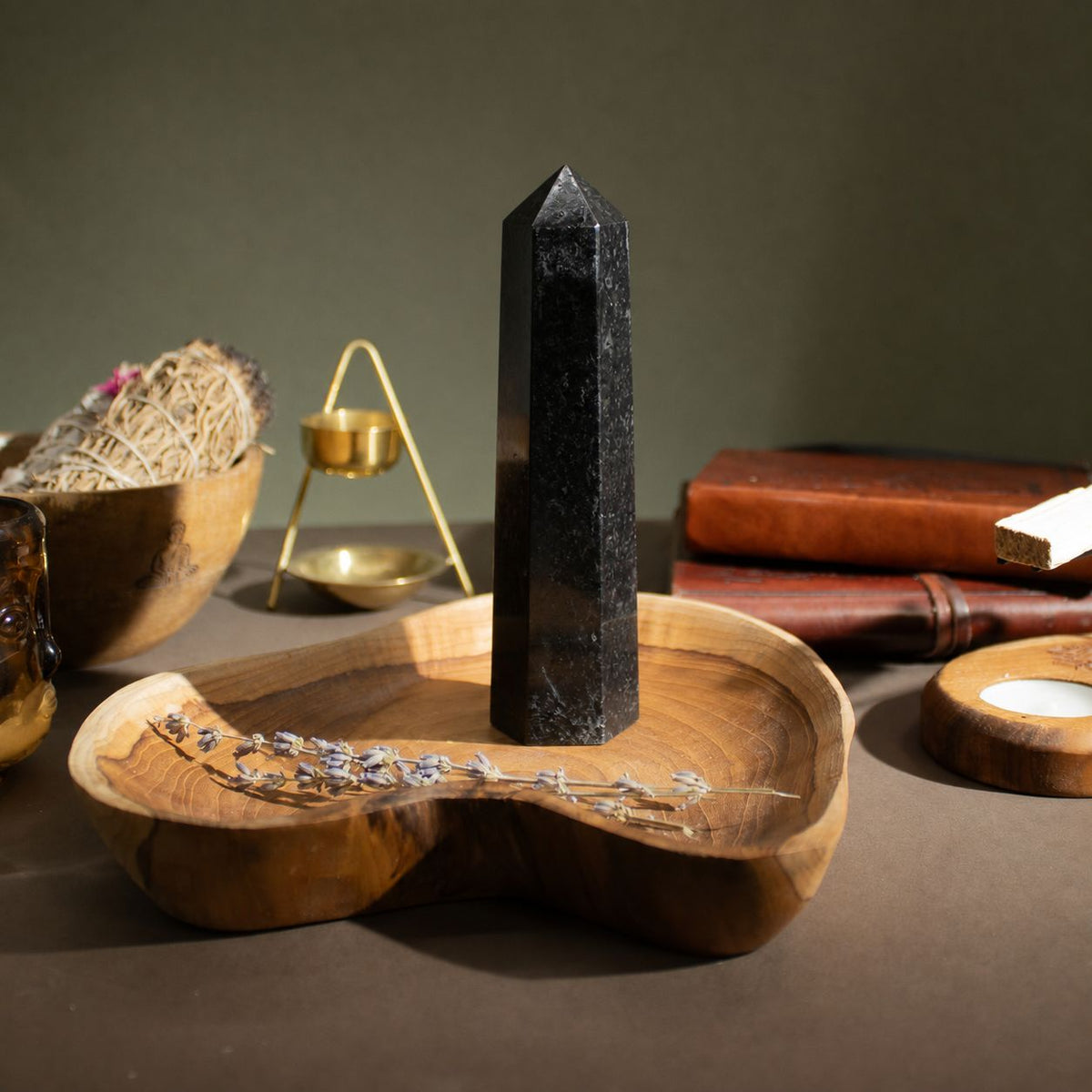 Black Tourmaline Six Face Obelisk Point approx 17cm
