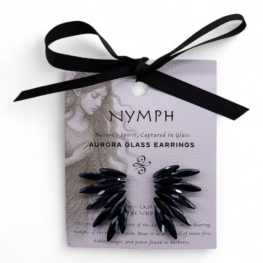 Nymph Jet Black Fairy Glass Earrings – view 7