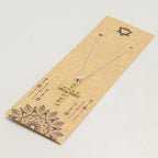 Peridot Crucifix Pendant Necklace on Silver Plated Chain 45cm – view 3