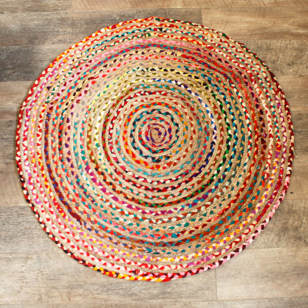 Round Jute and Recycled Cotton Rug - 120 cm – view 5