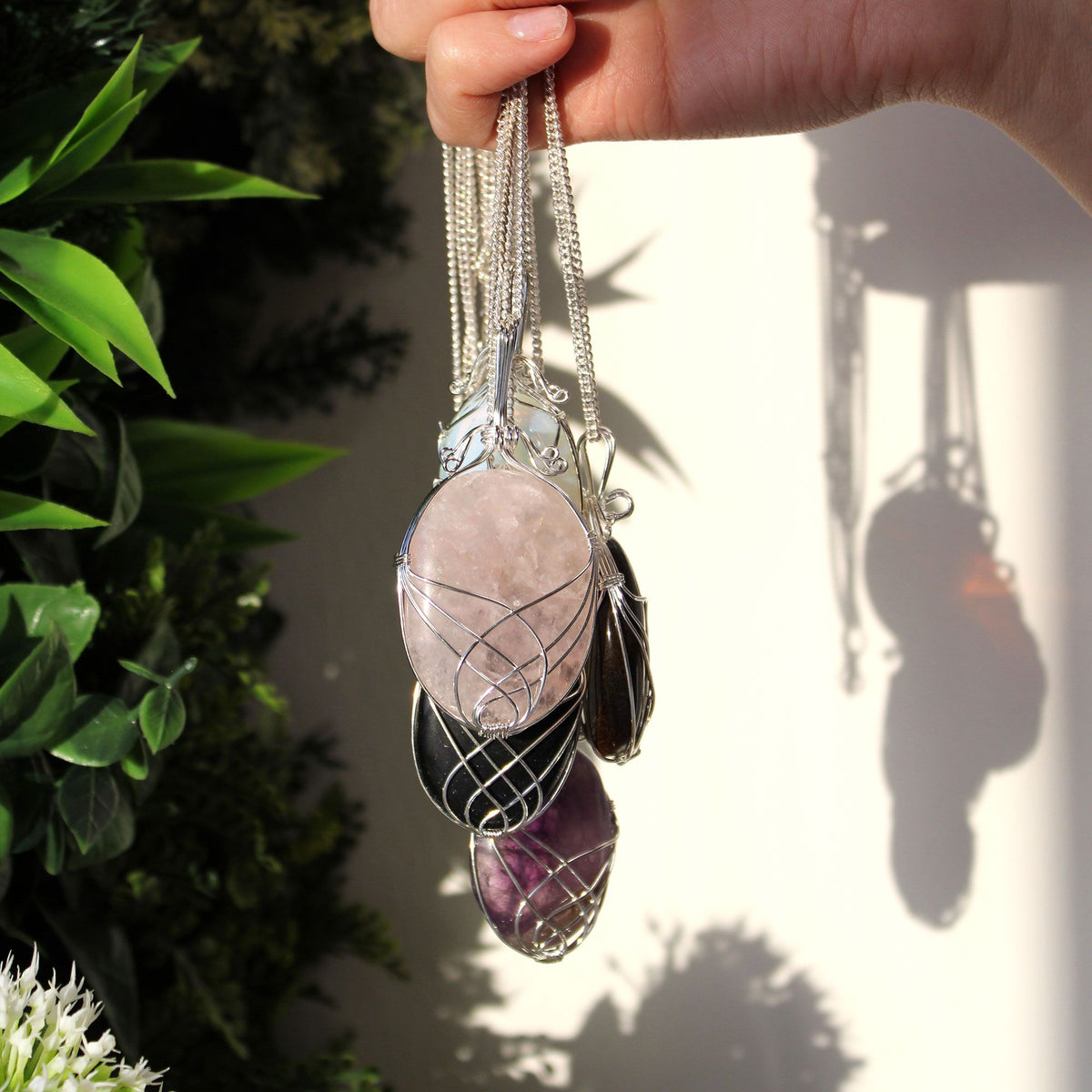Swirl Wrapped Black Onyx Gemstone Necklace – view 2