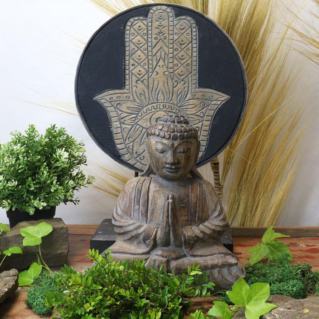 Buddha Feng Shui Set, Hamsa Symbol, Grey Finish – view 4