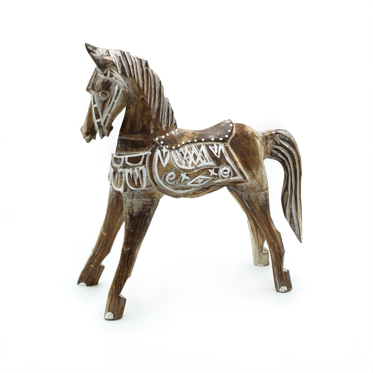 Medium Antique Wood Horse Statue, 25 cm – view 2