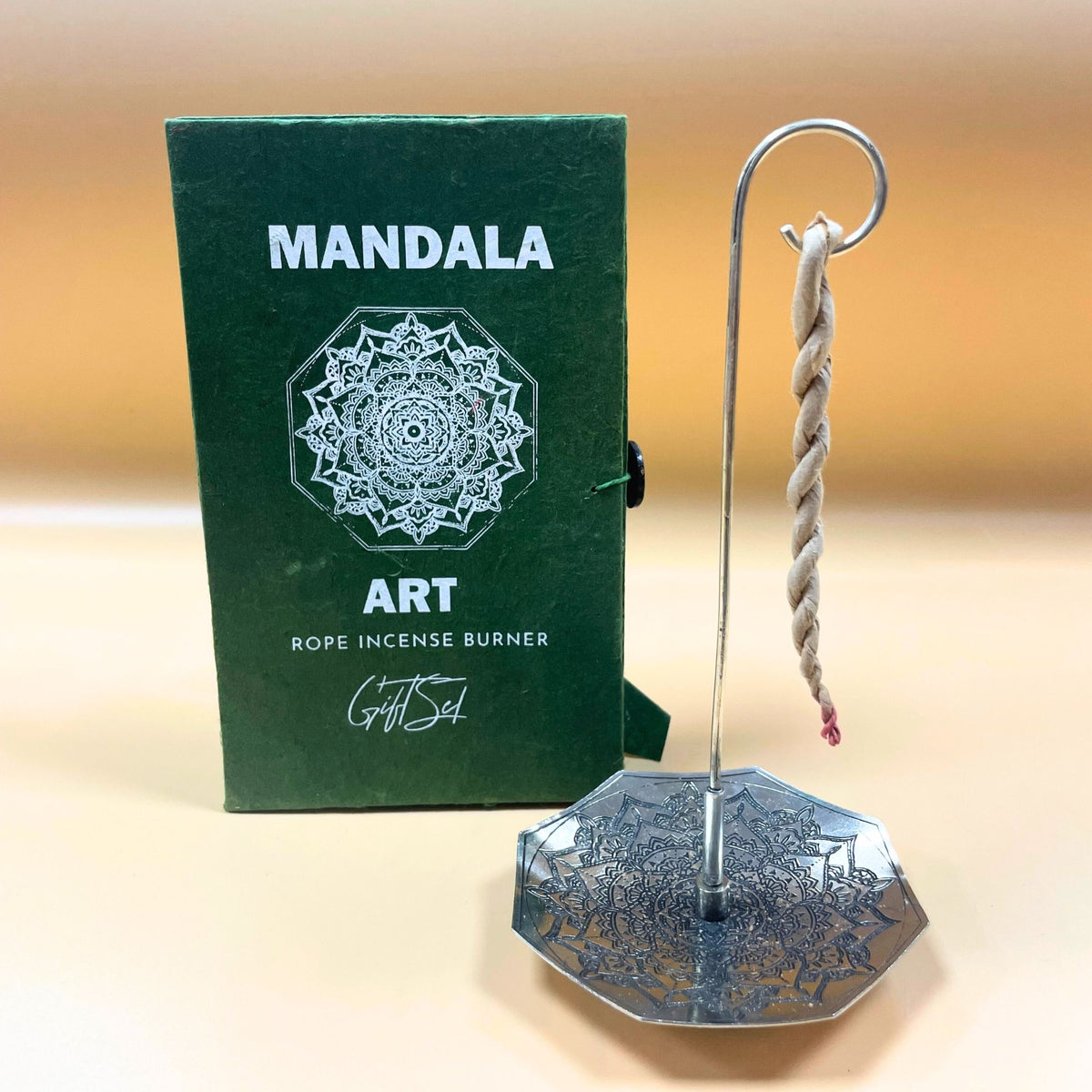 Rope Incense and Silver Plated Holder Set - Mandala Flower – view 6