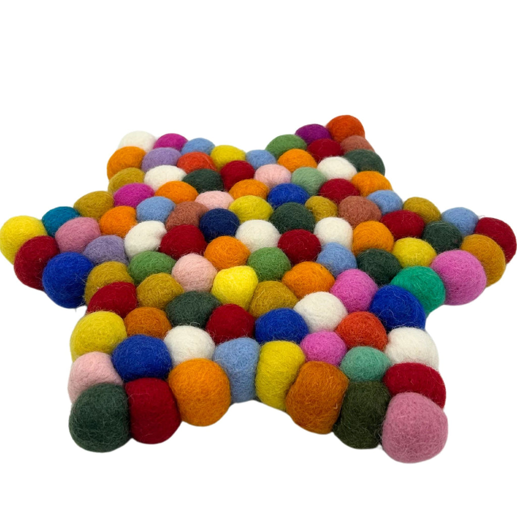 Star Shaped Felt Centre Mat 27cm Bright Multi Colour – view 2