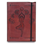 Small Vegetable Tanned Leather Notebook with Strap – Cosmic Goddess – view 6