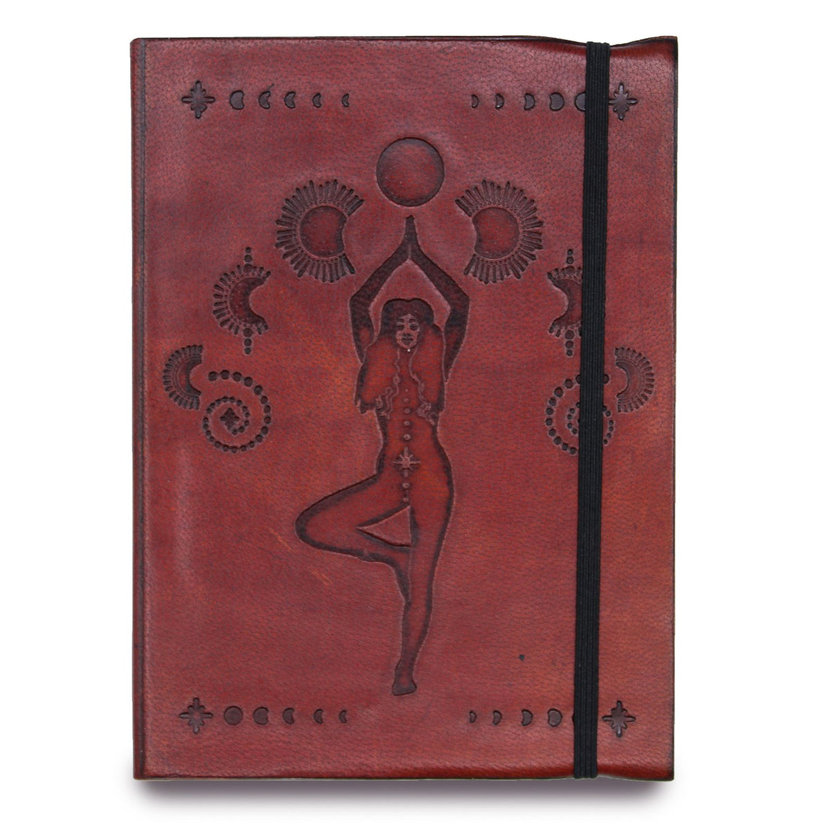 Small Vegetable Tanned Leather Notebook with Strap – Cosmic Goddess – view 6