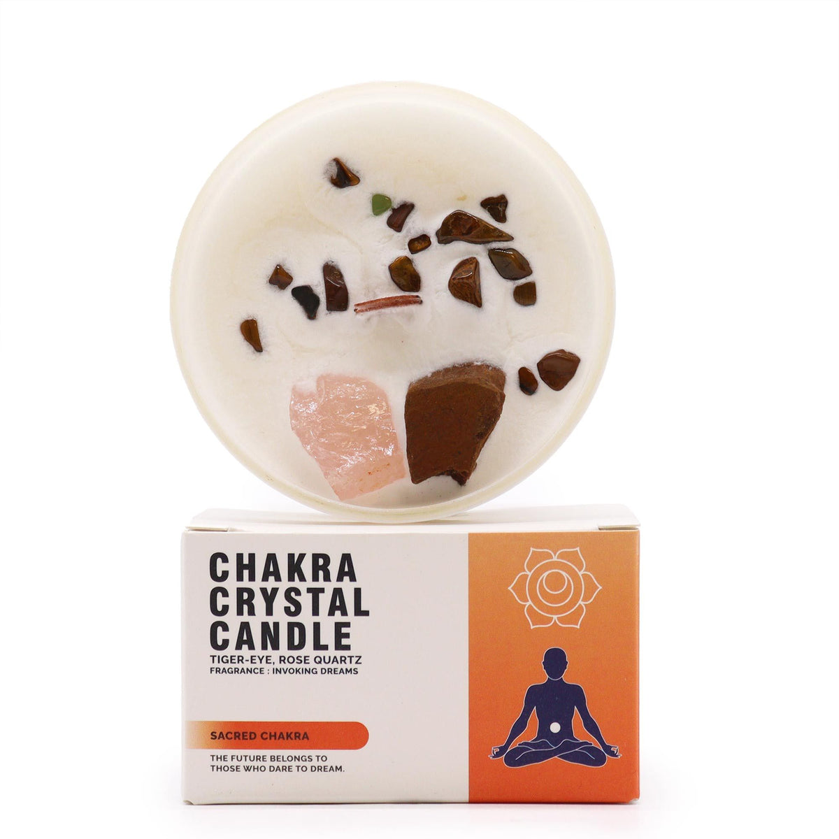 Sacral Chakra Crystal Candle - Invoking Dreams with Tiger Eye – view 7