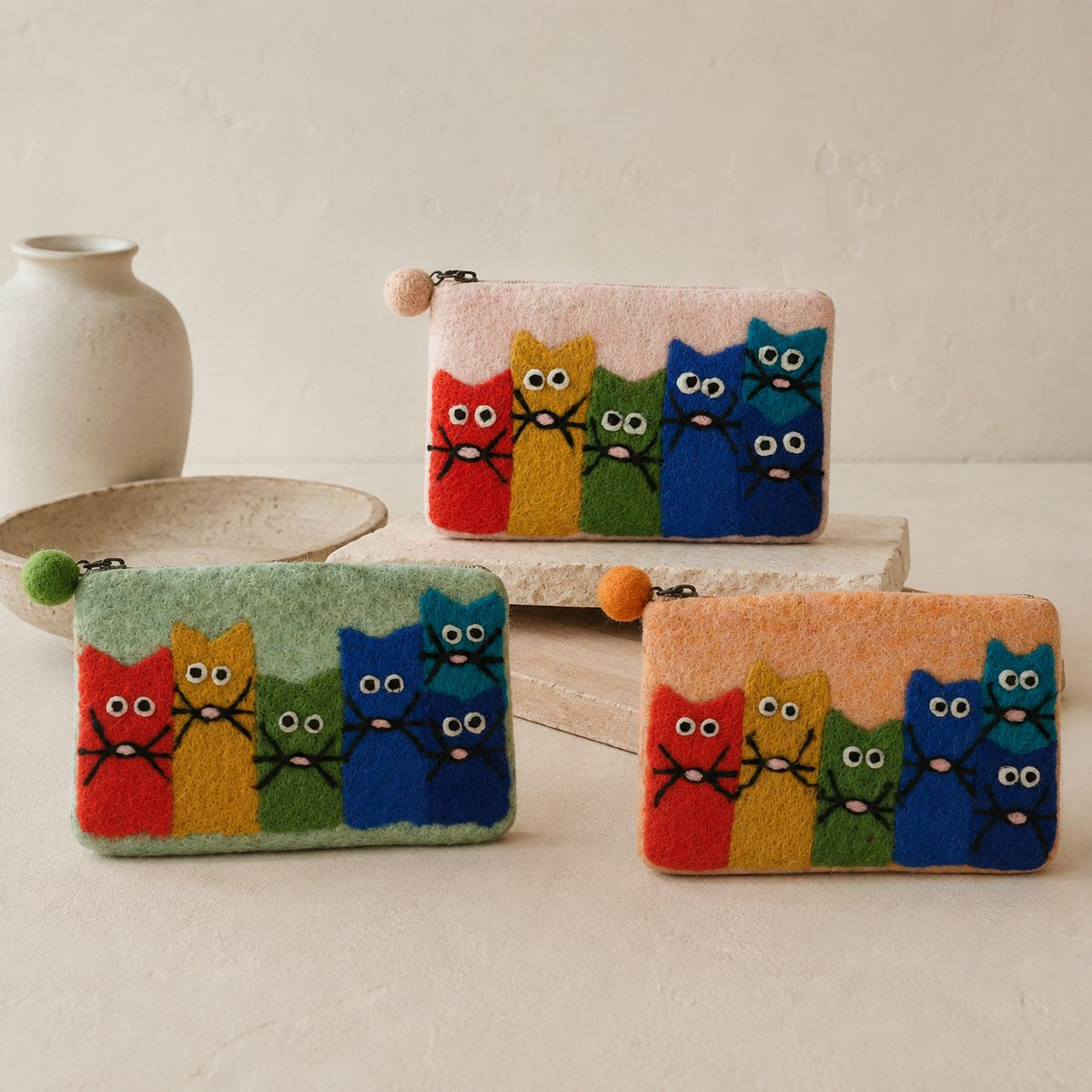 Felt Zipper Pouches Curious Cat Set of 3 – view 7