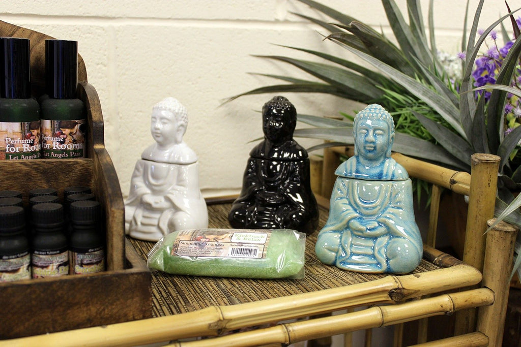 Sitting Buddha Ceramic Oil Burner - Black – view 3