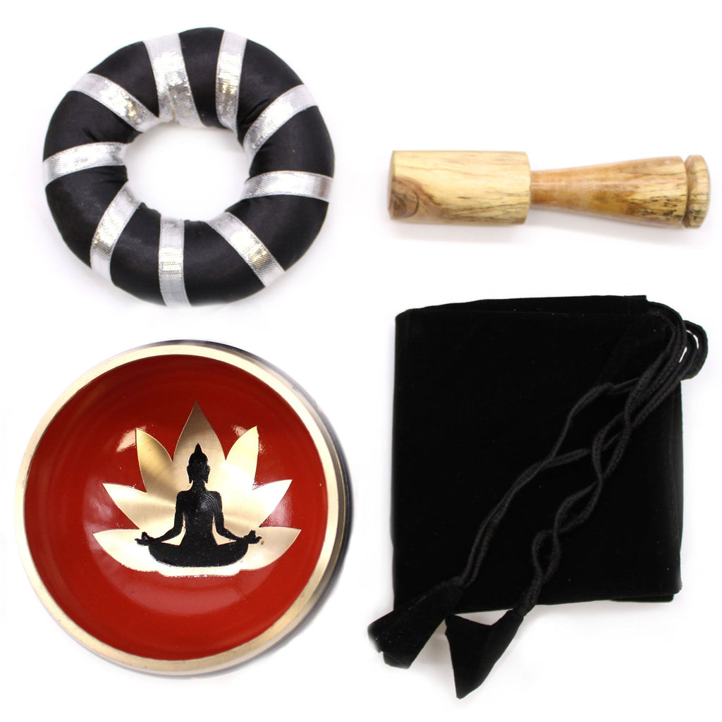Buddha Singing Bowl Set - Black/Orange (10.7cm) – view 4