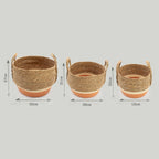 Straw & Seagrass Baskets, Natural and Orange, Set of 3 – view 4