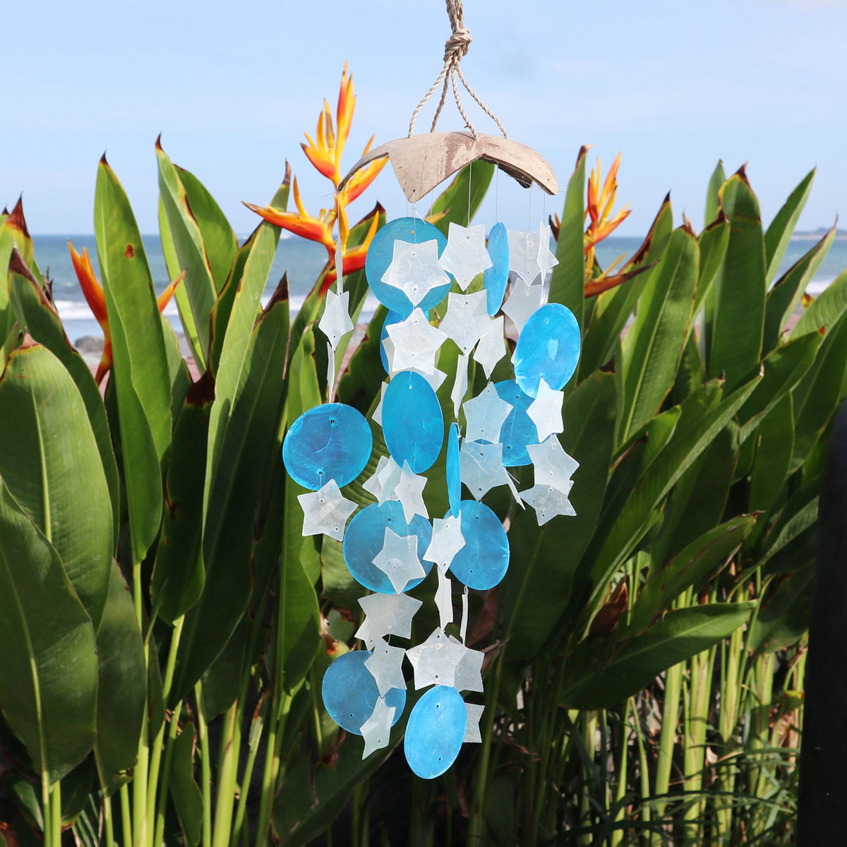 Coconut & Capiz Shell Wind Chime, Star, 30cm – view 2