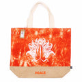 Jute and Cotton Tote Bag - Orange Stonewash Namaste Peace