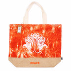 Jute and Cotton Tote Bag - Orange Stonewash Namaste Peace