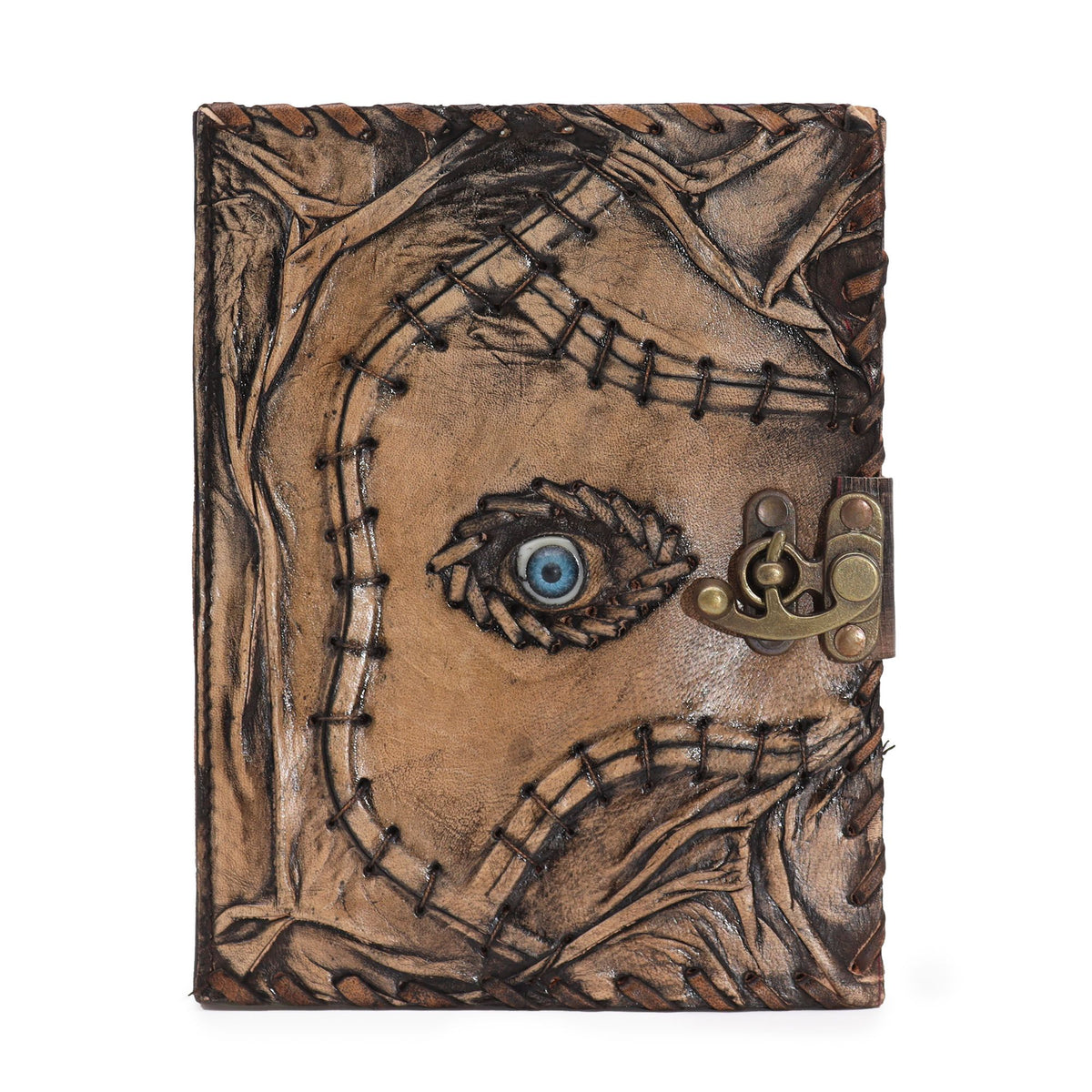 Brown Tan Leather Notebook, Evil Eye, 160 Pages – 20x15 cm