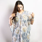 Nomad Sari Kaftan with Gold & Blue Greek Motif – view 3