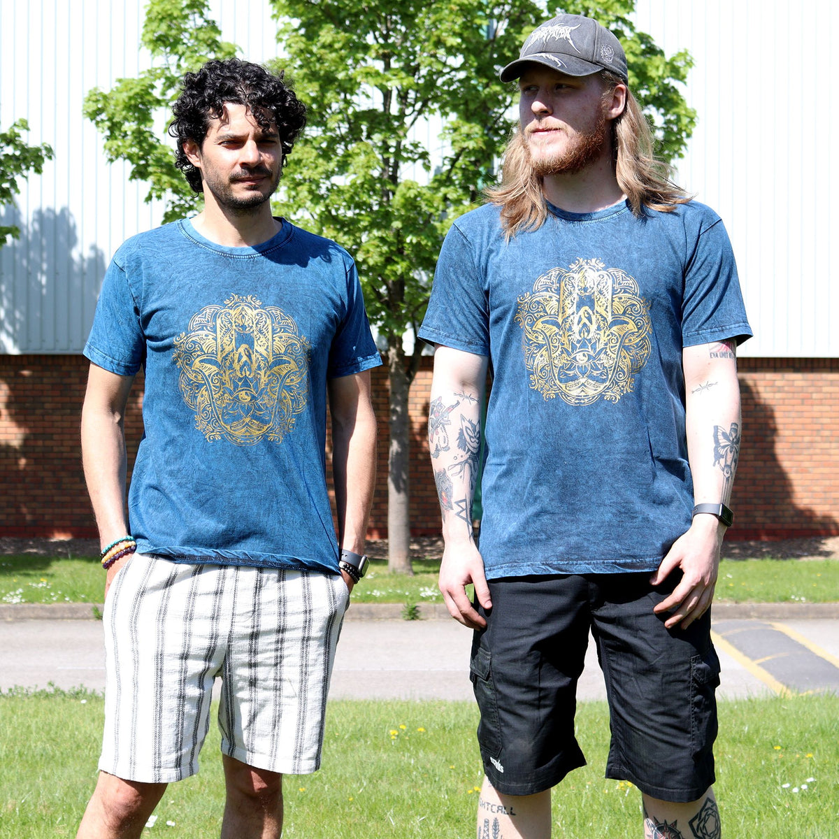 Nomad Sari Stonewashed T-Shirt - Hamsa - Blue - XL – view 3