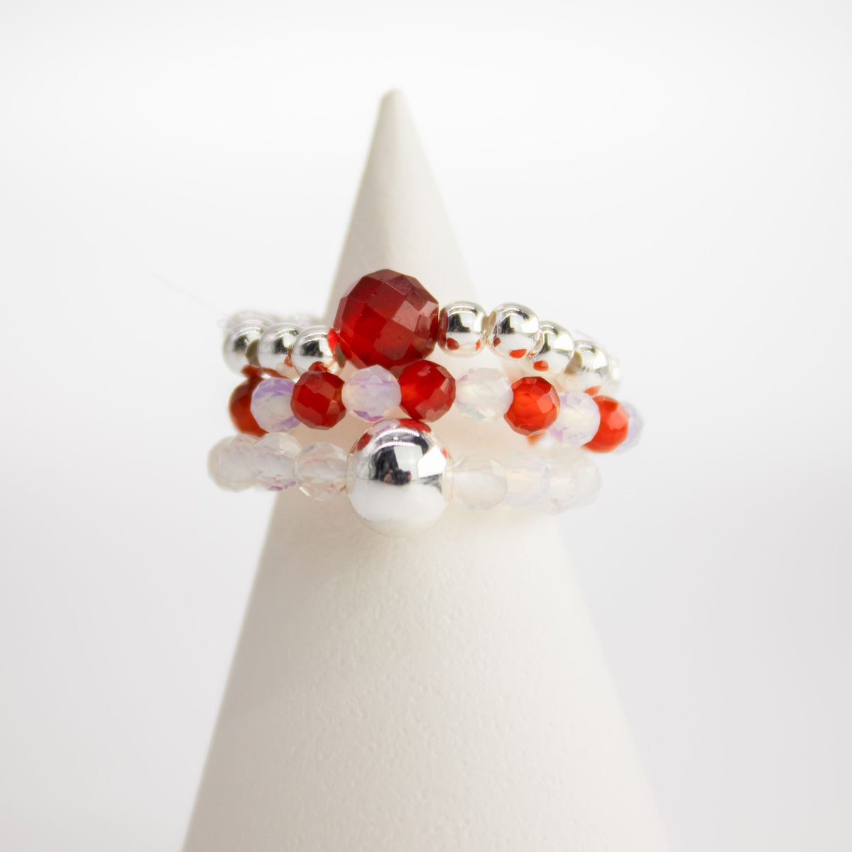 Nymph Gemstone Ring Set - Blood Moon Moonstone & Ruby – view 4
