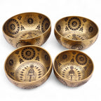 Brass Etched Singing Bowl Set of 4 - Approx 3.85kg – view 16
