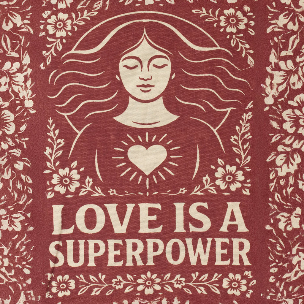 Nomad Sari Toni Tote Bag - Love is a Super Power - Natural – view 4