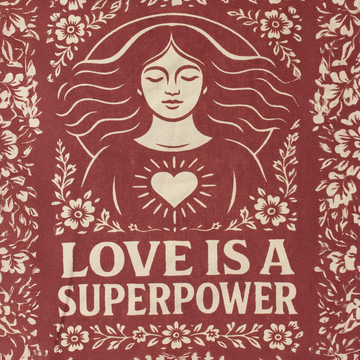 Nomad Sari Toni Tote Bag - Love is a Super Power - Natural – view 4