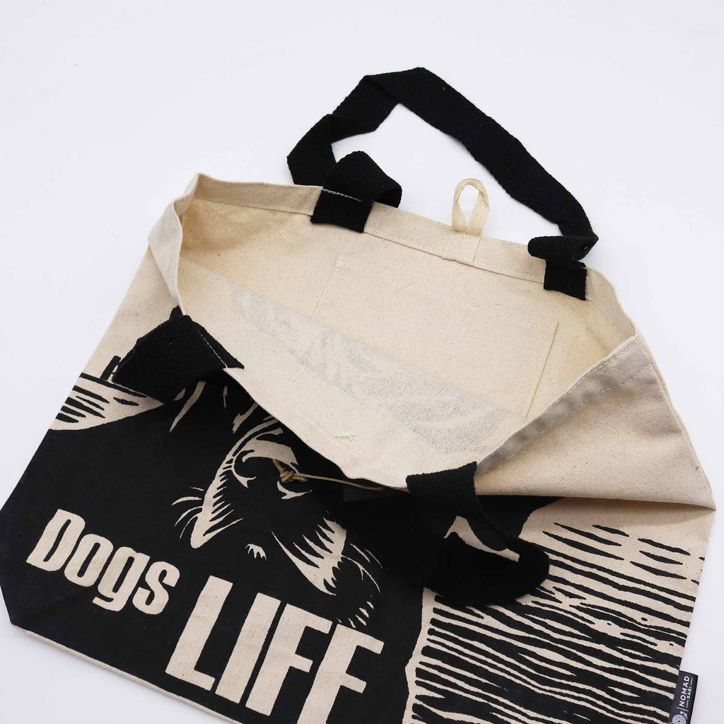 Nomad Sari Classic Tote Bag - It's a Dog's Life - White Cotton – view 5