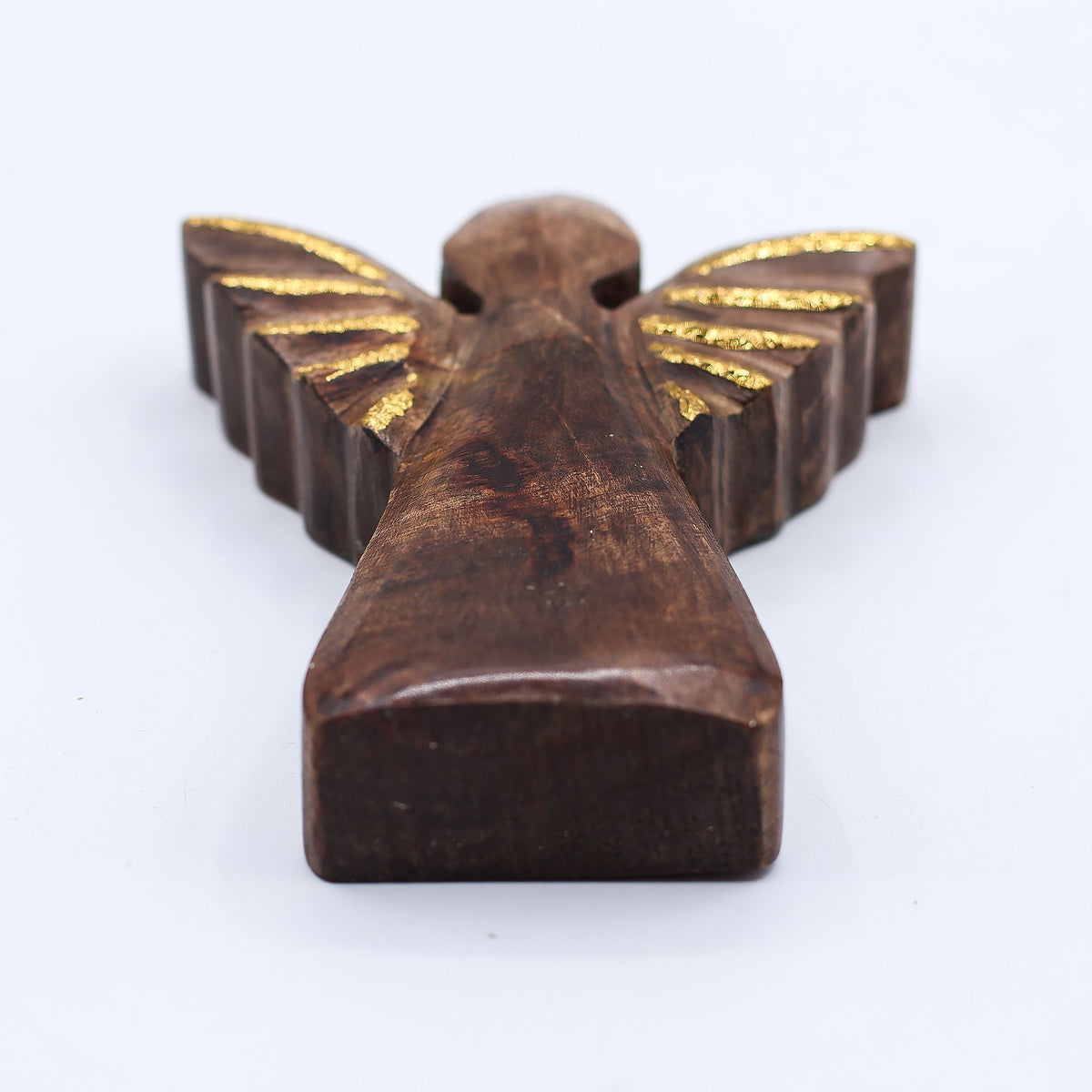 Small Mango Wood Angel - Gold Wings, 12cm – view 5