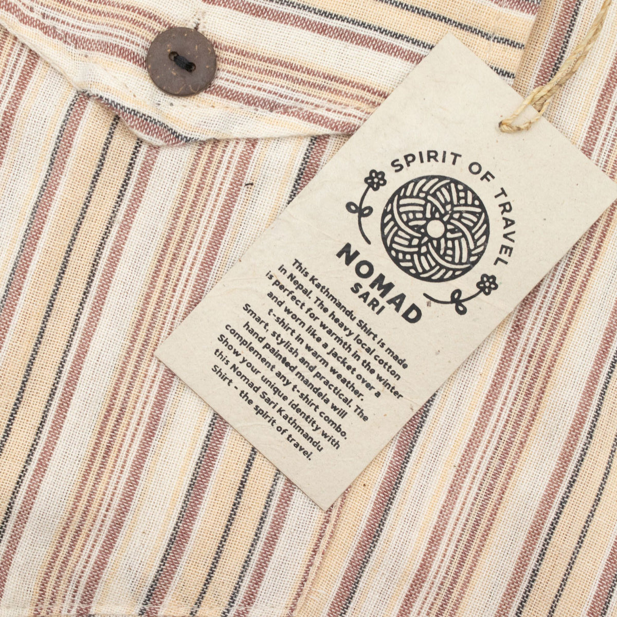 Nomad Sari Grandad Shirt - Brown Beige - Large – view 9