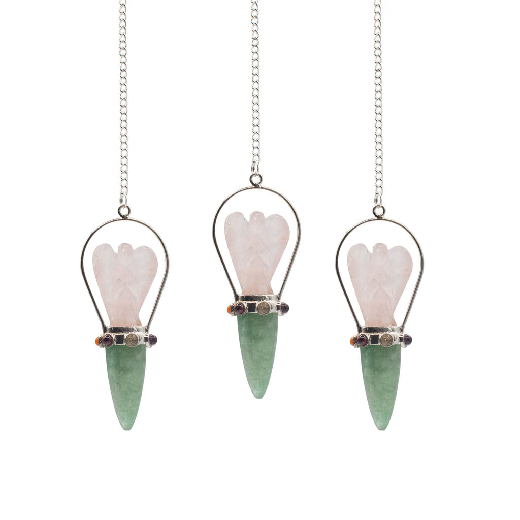 Heart Oracle Angel Pendulum - Rose Quartz & Aventurine