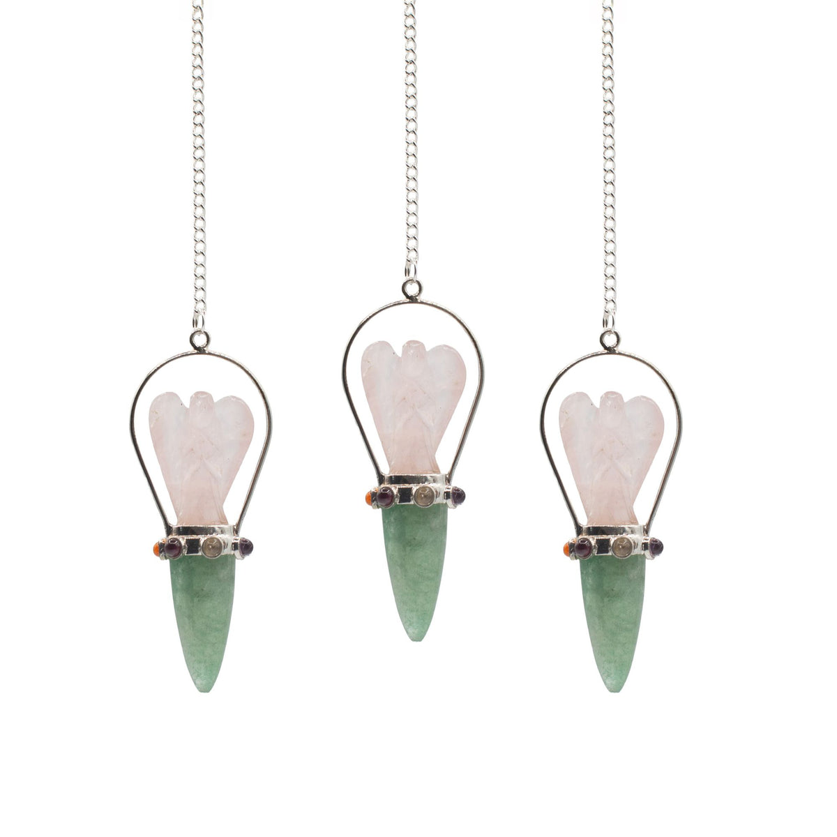 Heart Oracle Angel Pendulum - Rose Quartz & Aventurine