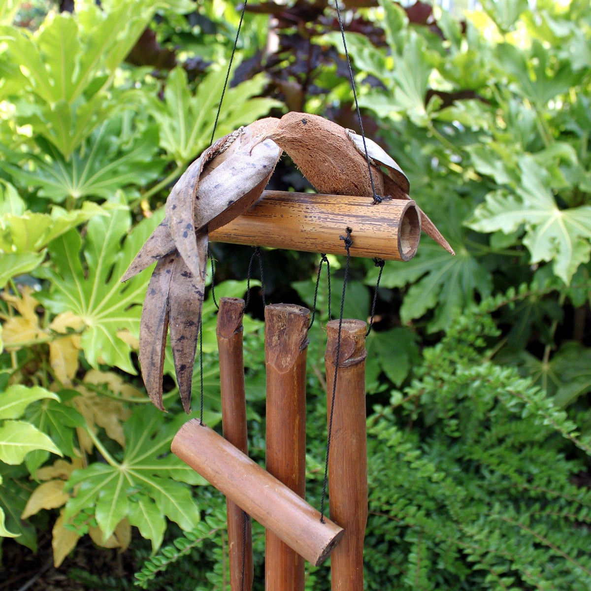 Coconut Twin Birds Wind Chime, Bamboo, Approx. 1 m – view 3