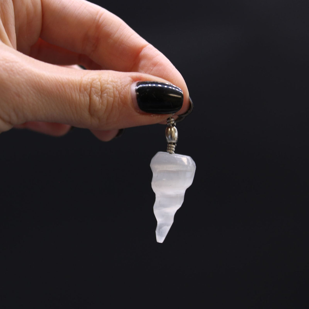 Selenite Spiral Pendant – view 2