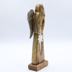 Large Mango Wood Peace Angel, Metal Wings, 30cm
