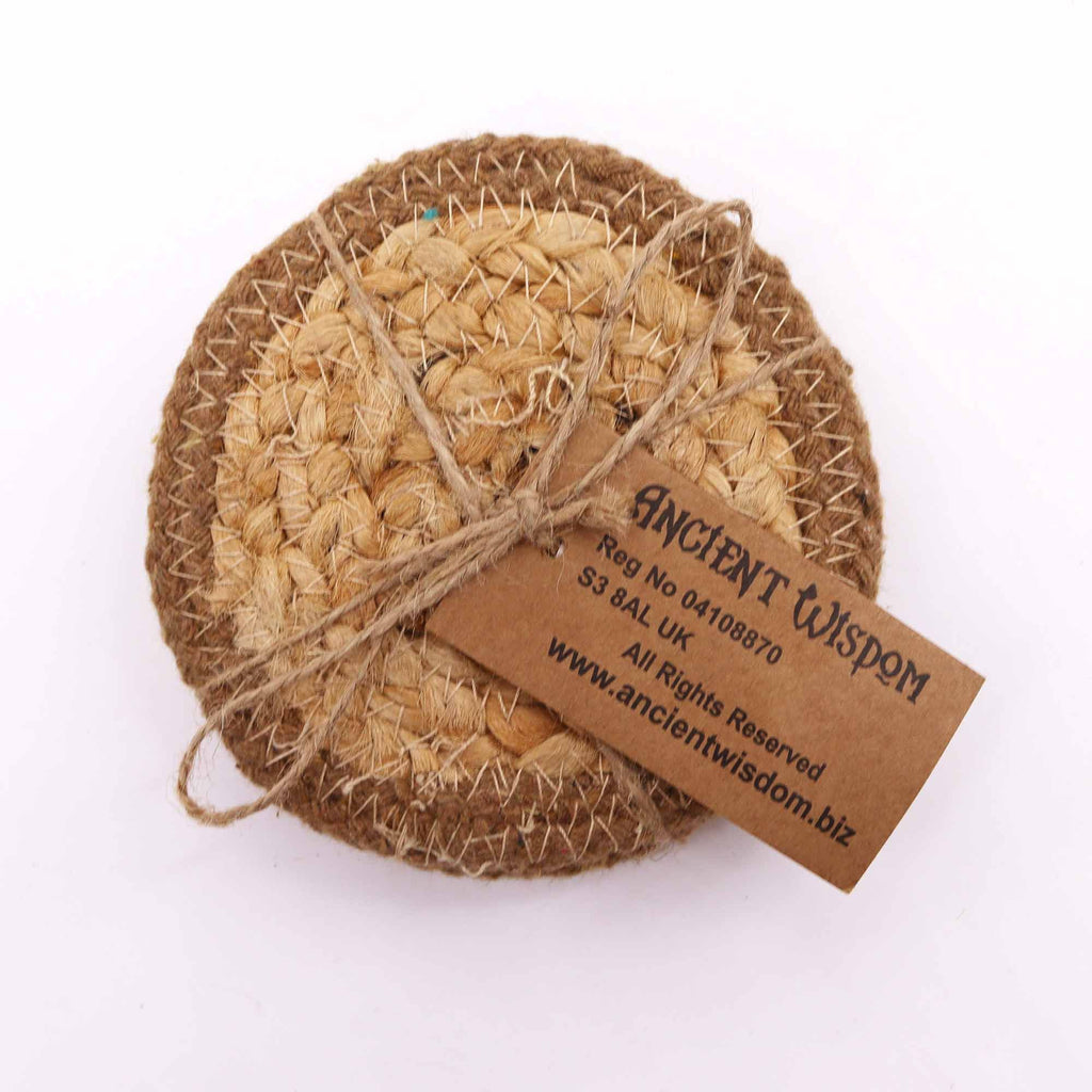 Jute & Cotton Coasters, Natural Border, Set of 4 – view 2